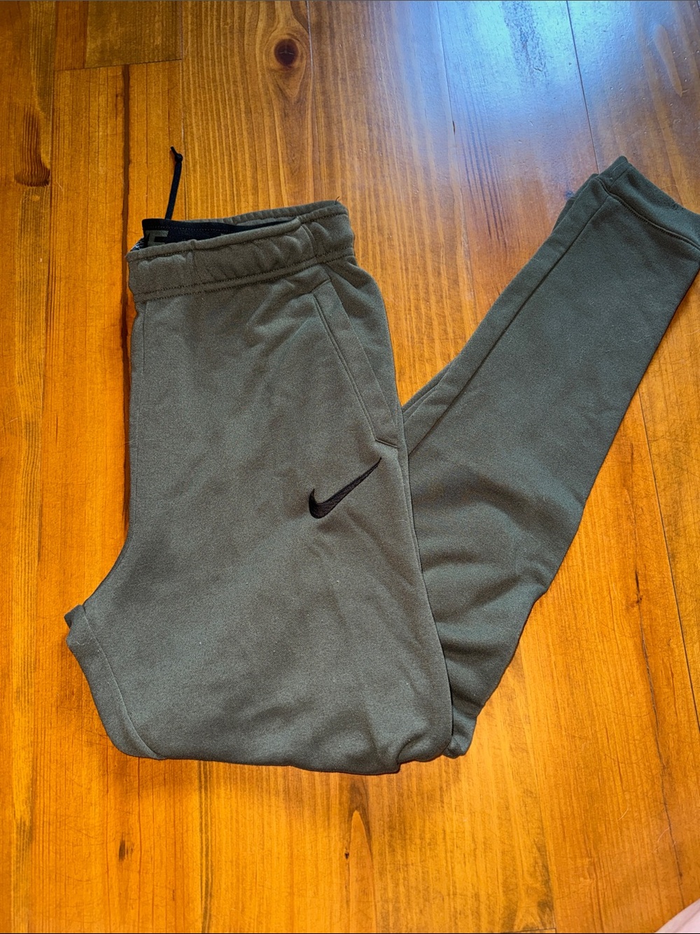 Nike Olive Green Fleece Joggers with Black Swoosh